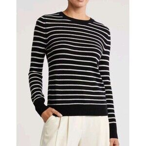 Nordstrom Size XS Cashmere Sweater Breton Stripes Nautical Parisian Chic Luxury